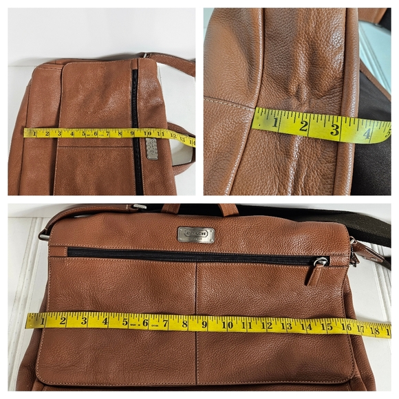Coach Transatlantic Messenger Bag Brown Pebbled Leather Unisex Crossbody - Picture 14 of 16